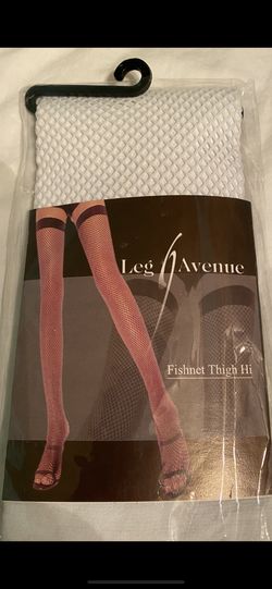 Leg Avenue white fishnet thigh highs one sz fits most