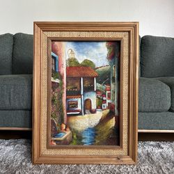 Textured Spanish Street Framed Painting
