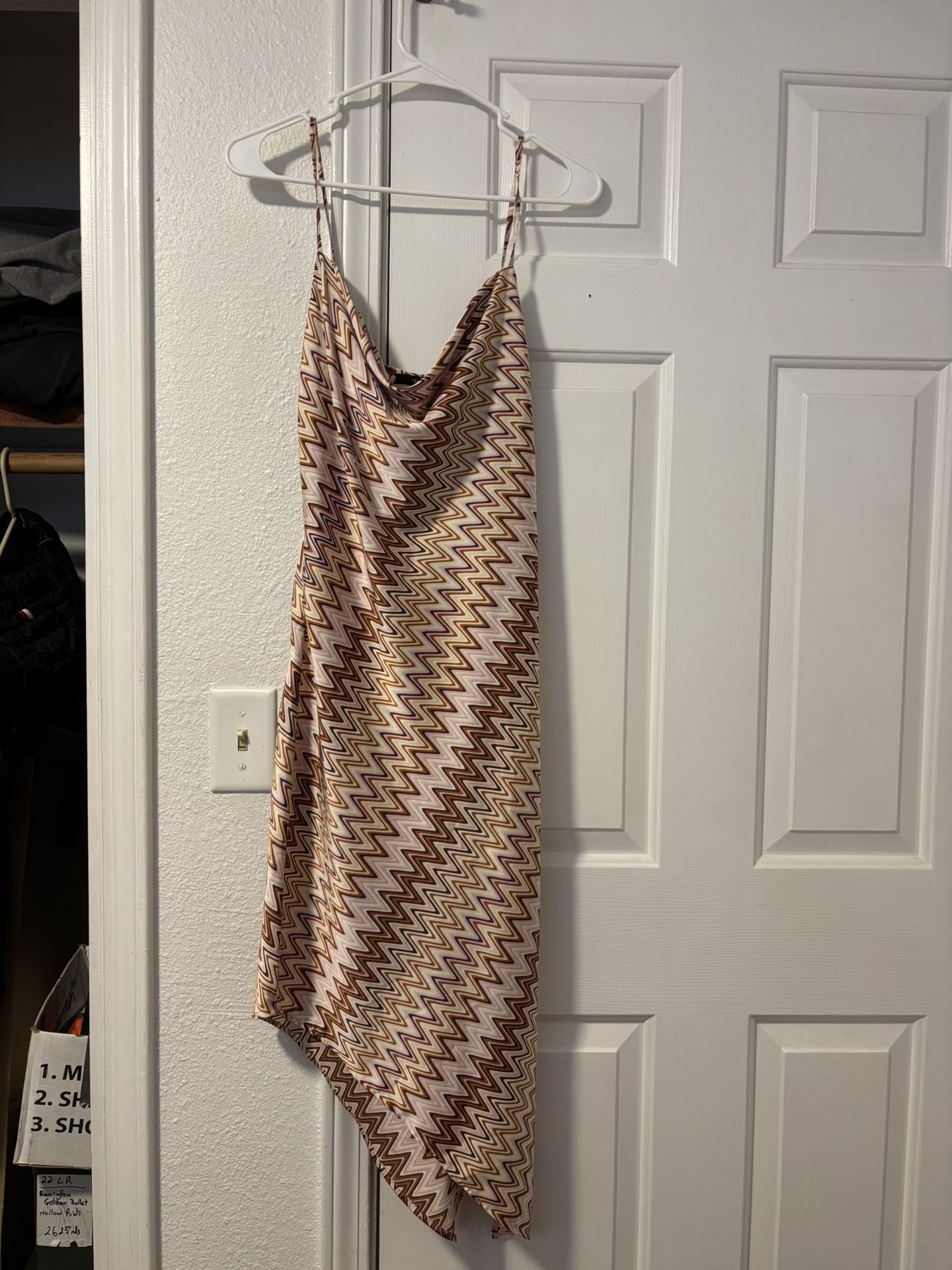 Zigzag Patterned Asymmetrical Silk Dress