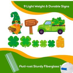 Seasonal Decor Yard Signs for St Patricks Day and Beyond (Loads of Luck Delivered) St Patricks Day Decorations Outdoor Lawn Signs 16" 9Pcs with Loads 