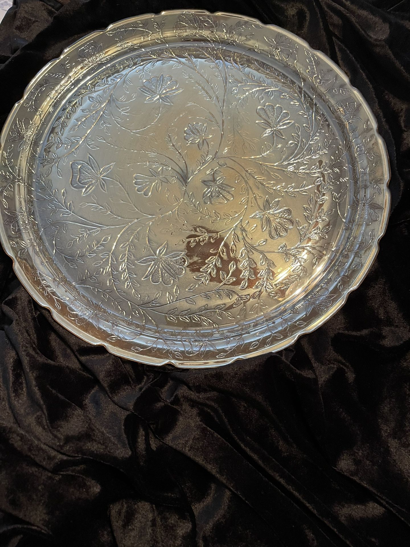 Gold Carnival Glass 13 1/2” Serving Plate