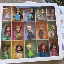 Disney ANIMATORS' Collection 2015 Mini Doll Set of 15 Display Gift Box used RaRe