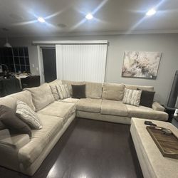 Fabric Sectional With Ottoman 