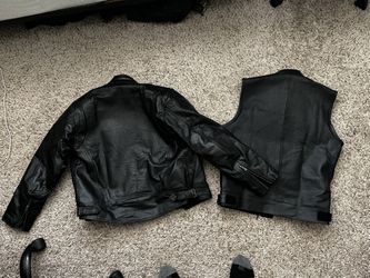 Motorcycle Leather Jacket + Vest