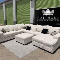 “Ivory Giant” Ultra-Oversized High-Quality Sectional + Ottoman 