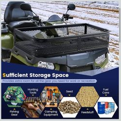 ✨Universal ATV Storage Rack✨Heavy-duty metal cargo basket with a durable mesh frame, ideal for carrying tools, gear, and luggage on most ATV/UTV model