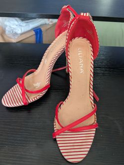 Stripe red heels.
