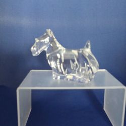 VINTAGE BACCARAT FRANCE SCOTTISH TERRIER PUPPY DOG CLEAR CRYSTAL FIGURINE PAPERWEIGHT 3.25" X 4.5"]
