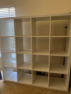 White cube storage shelf