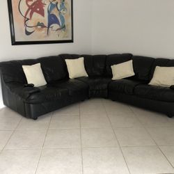 Black Full Leather Sectional