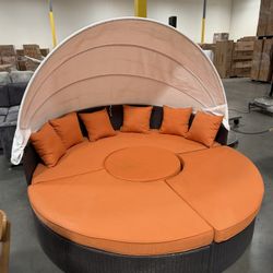 Large 87” Daybed Patio Furniture, Patio Furniture, Outdoor Furniture, Round Patio Furniture, Wicker Sofa, Patio Couch, Round Patio Bed, Canopy Patio C
