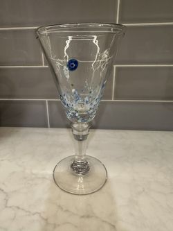 6 Blown Glass Wine Glasses