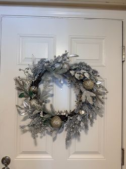 Silver and Gold Christmas Holiday Wreath