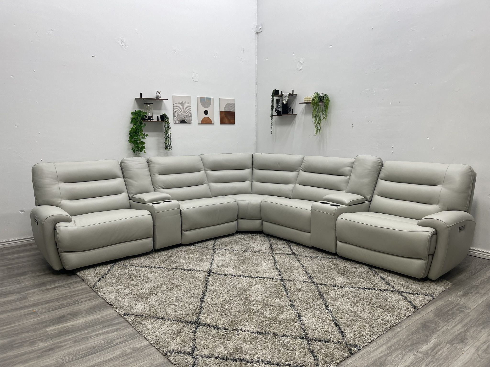 White Leather Sectional Couch - Free Delivery