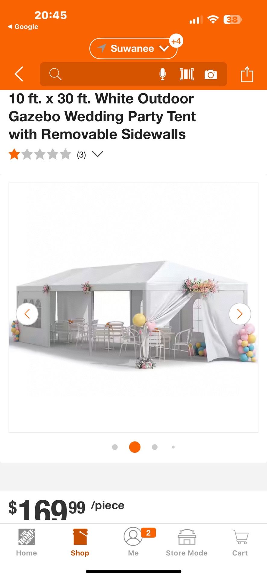 10ft x 30ft outdoor gazebo party tent, patio awning camping gazebo with  removable side walls, carport catering bbq event  $89  Warehouse Address:  27
