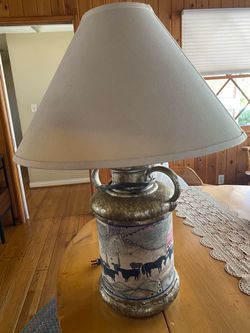Vintage Milk Can Table Lamp with Shade