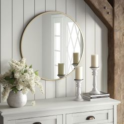 30” Gold Metal Mirror