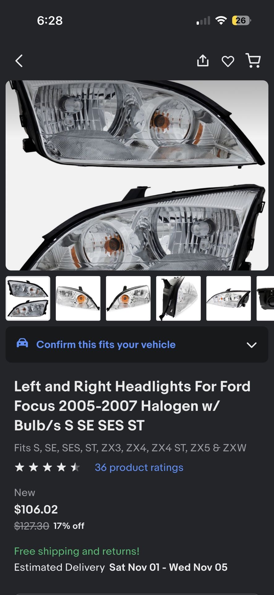 Headlights 2007 Ford Focus