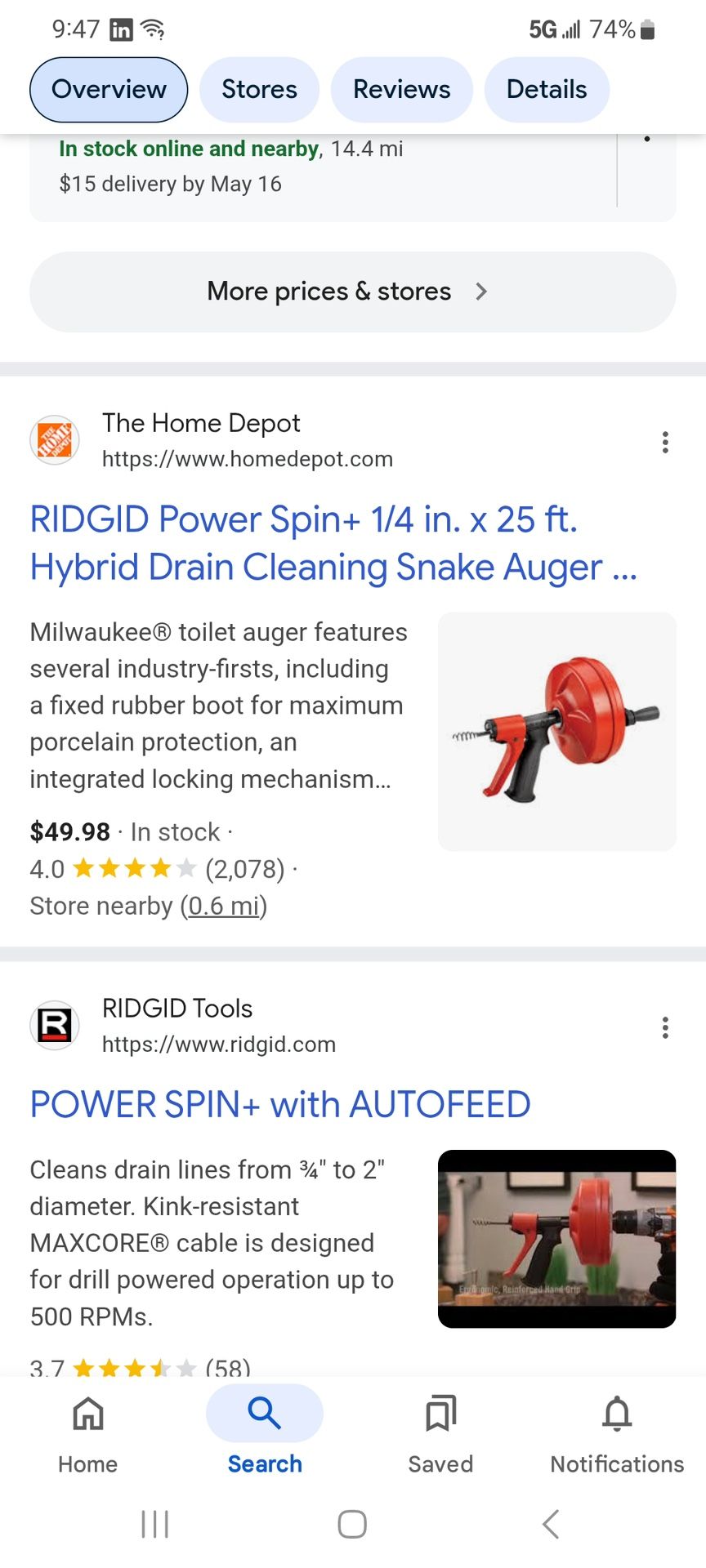 25 Ft Snake Drain Cleaner New, $25