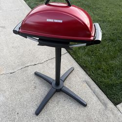 George Foreman GFO201R Electric Grill, for Indoor and Outdoor Use, Non-Stick, Red