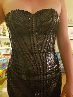 Black sequins prom dress