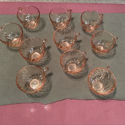 Vintage Coffee /Tea Cups by Arcoroc, Rosaline Pink Swirl
