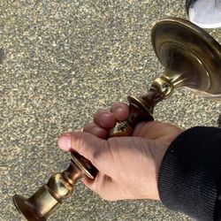Brass antique candle holder. X2