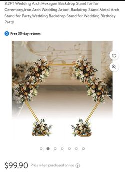 8.2FT Wedding Arch, Hexagon Backdrop Stand for for Ceremony, Iron Arch Wedding Arbor, Backdrop Stand Metal Arch Stand for Party, Wedding Backdrop Stan