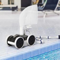 Upgrade Pool Pressure Side Sweeper – Professional Pool Cleaner for Efficient Swimming Pool Cleaning, Stable 4-Wheel Structure Design