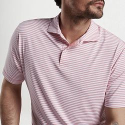 New Peter Millar Pink Stripe Short Sleeve Golf Polo Shirt Men’s Size Large NWT