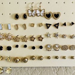 36 Pairs of Brand New Stylish Earrings & Studs