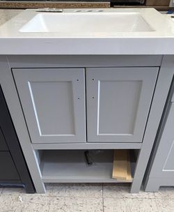 Glacier Bay Spa 24.5 in. W × 18.75 in. D x 35.5 in. H Single Sink Bath Vanity in Dove Gray with Whit