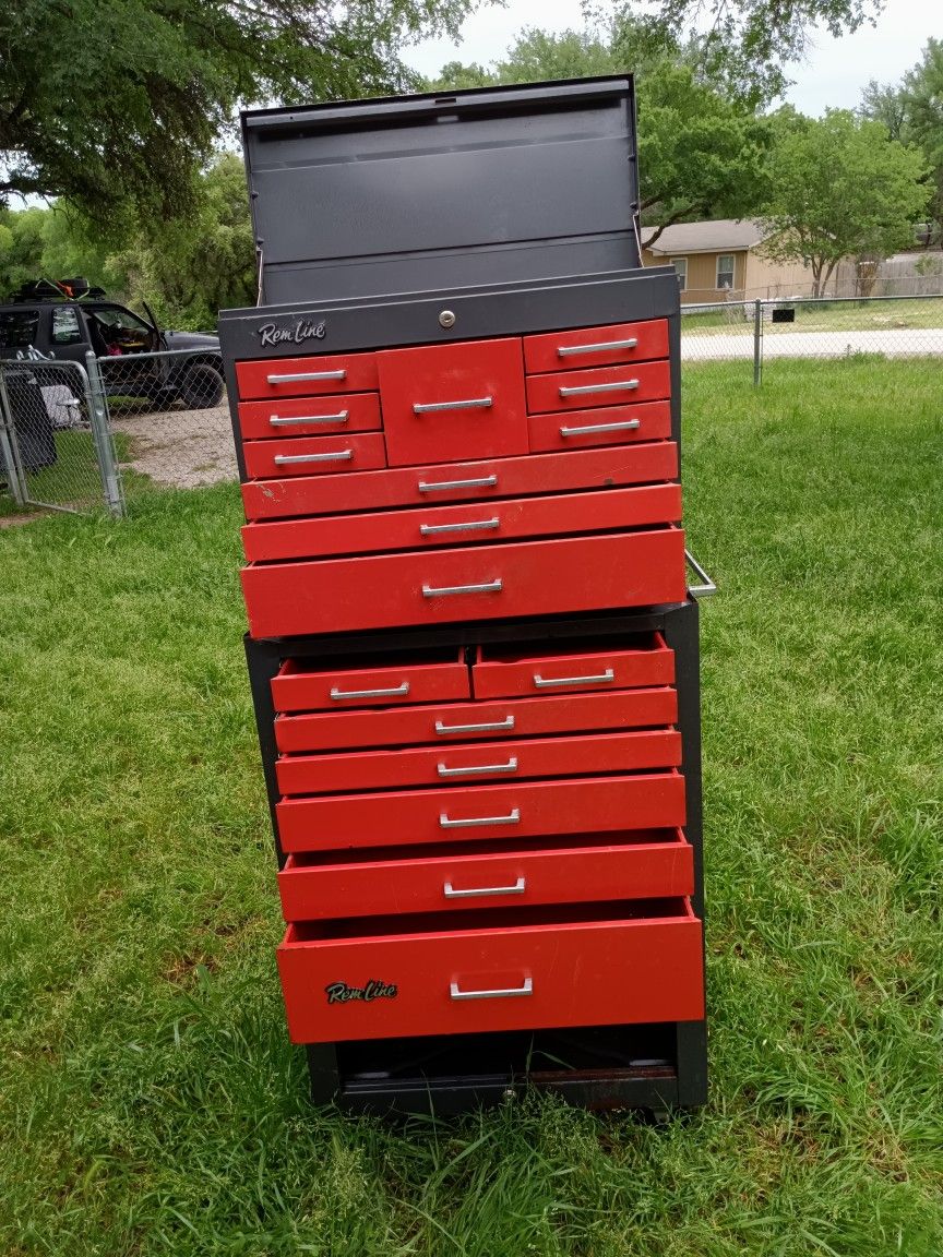 RARE Vintage 80's -90's Rem Line Double Stack Toolbox