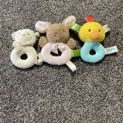 Plush Ring Rattles Lot Of 3