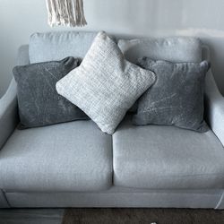 Light Gray Modern Loveseat with Decorative Pillows