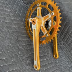 Takagi Bmx tourney crank set up.  Gold