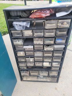 Fully stocked harware cabinet