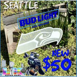 SEATTLE SEAHAWKS BUD LIGHT NFL FOOTBALL BEER BAR MIRROR 