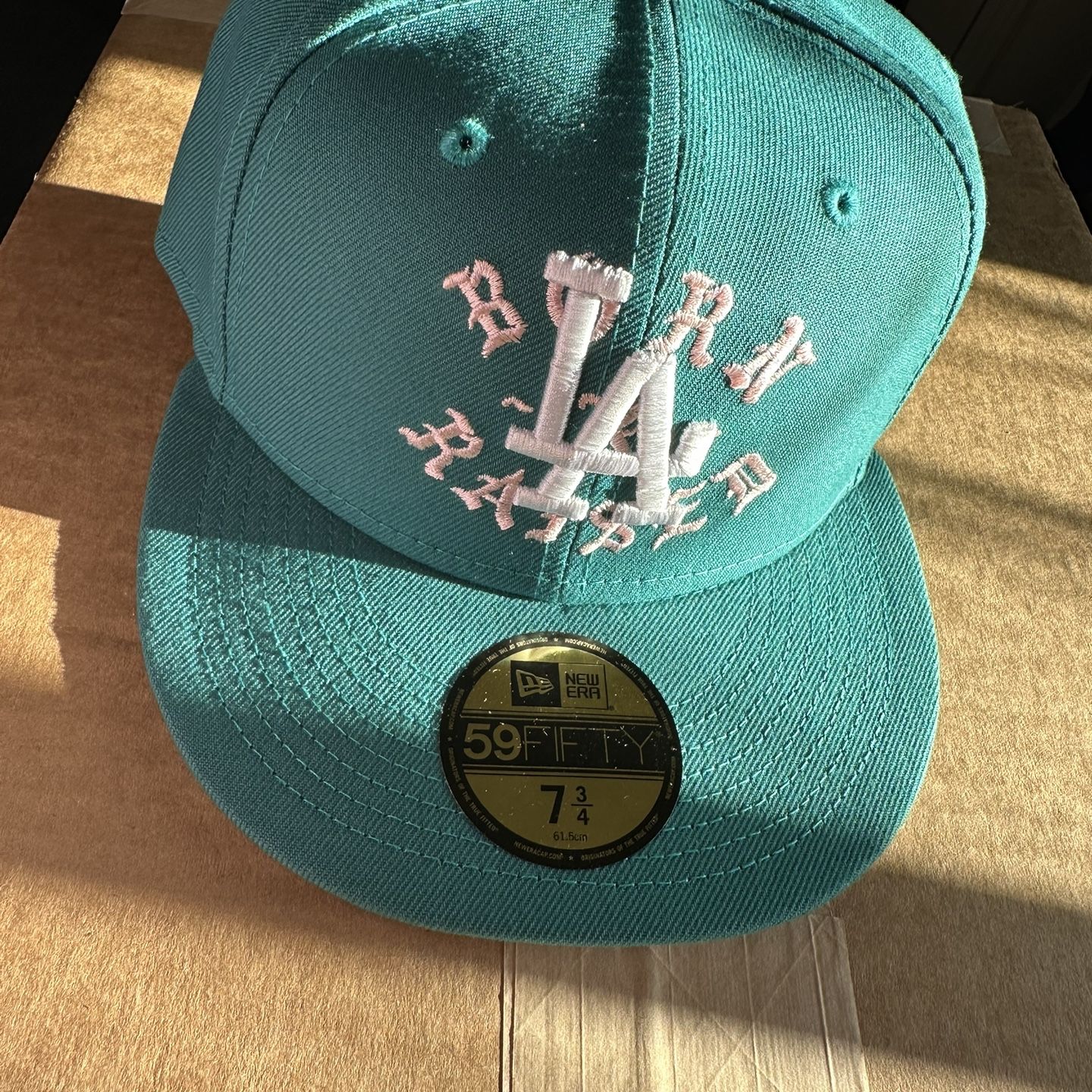 NEW ERA BORN X RAISED + DODGERS ROCKER HAT: TEAL Size 3 / 4 (SEND