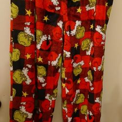 Men's Large The Grinch Christmas Fleece Lounging Pants
