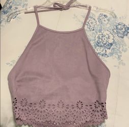 Shein Purple Faux suede halter crop top