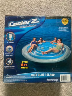 Best way coolerz aqua blue island , over 8 ft wide , inflatable