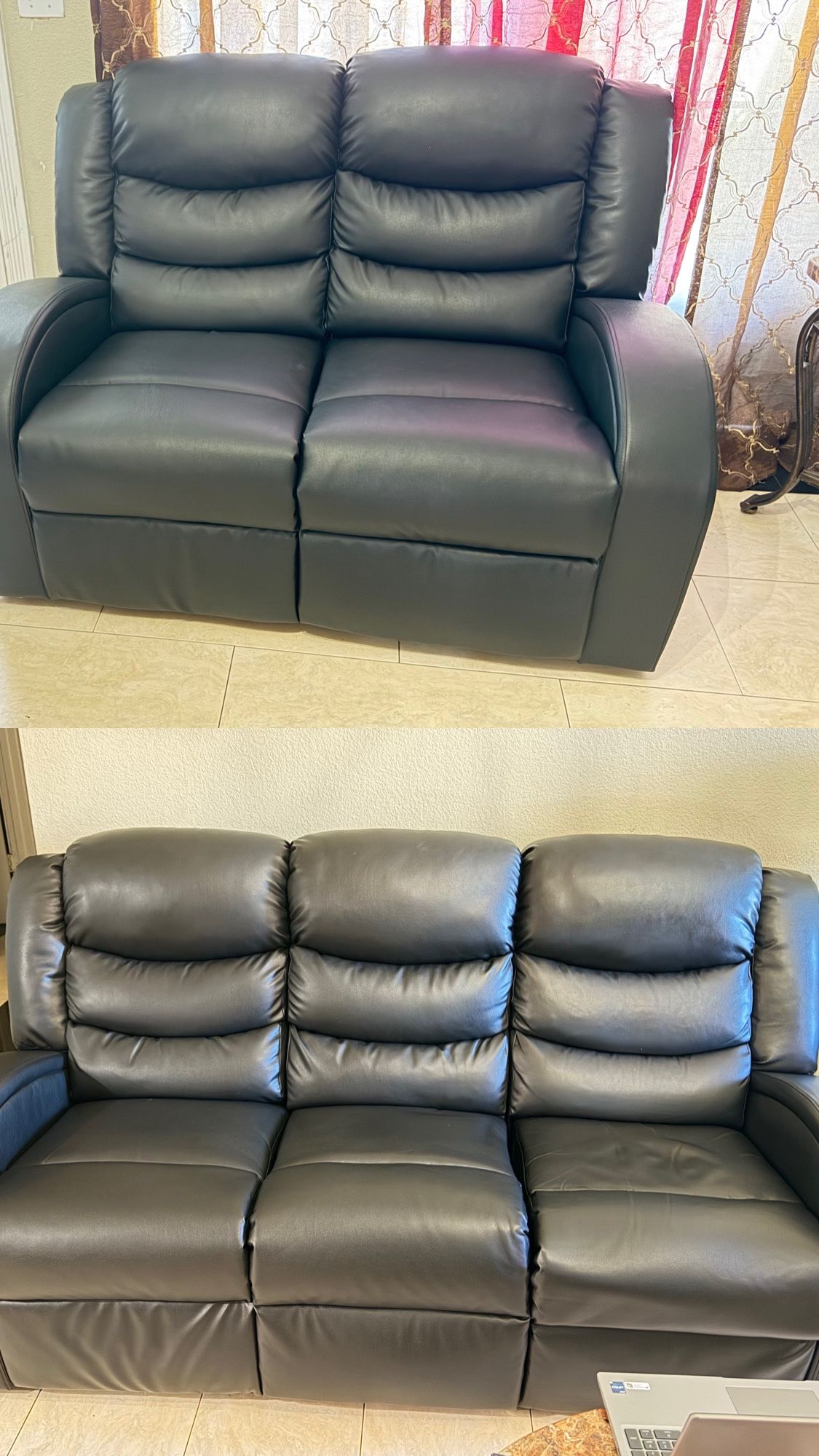 Black Leather Sofa And Loveseat 