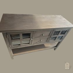Pier 1 Wood Console Buffet – Glass Doors, Drawers, Stylish Storage