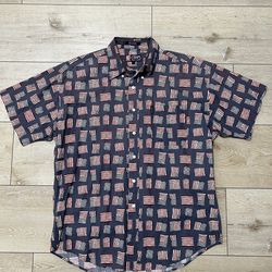 Chaps Ralph Lauren vintage American flags patriotic button-down shirt