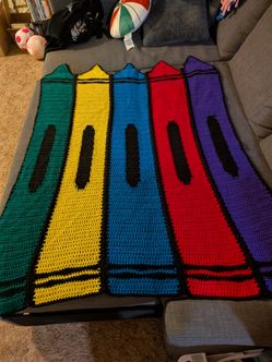 Handmade Crayon Knitted Blanket!
