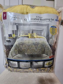 yellow And Grey 8 Piece New Comforter