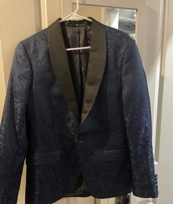 Royal Blue Jacquard Jacket ( Size 38 )