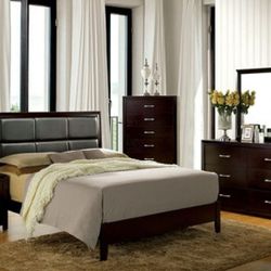 Brand New Espresso Contemporary Style King Size 6pc Bedroom Set 