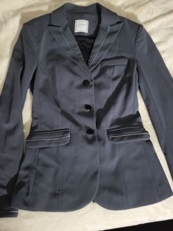 Navy Blue Women's Fitted Blazer Jacket